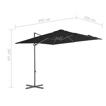 Vidaxl Sombrilla Jardín Voladiza Palo De Acero Negro 250x250 Cm_2