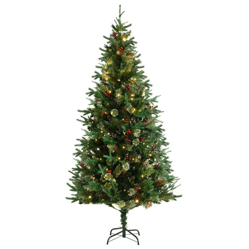 Vidaxl Árbol De Navidad Con Luces Y Piñas Pvc Con Pe Verde 225 Cm_1