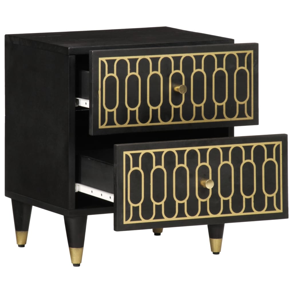 Mesita De Noche De Madera Maciza De Mango 40x33x46 Cm_0