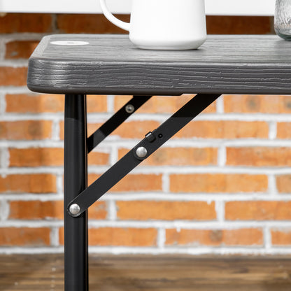 Outsunny Mesa De Jardín Plegable Con Altura Ajustable 118x60x56-74cm Gris Oscuro_4