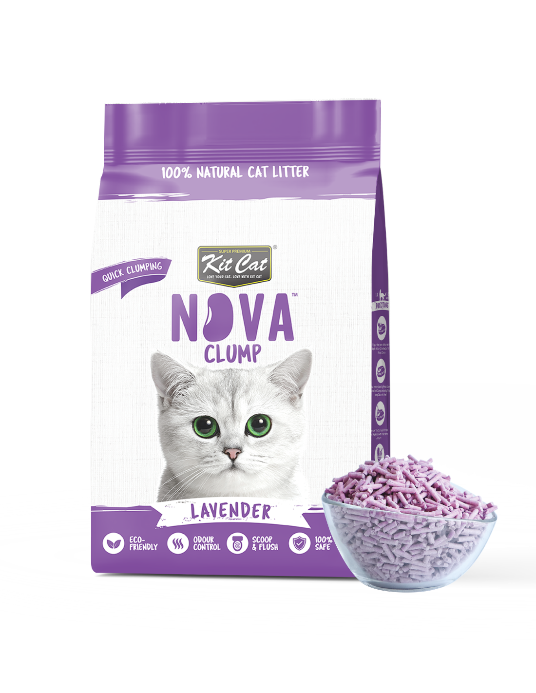 Kit de areia para gatos Eco SoyaClump - Lavanda 7 L