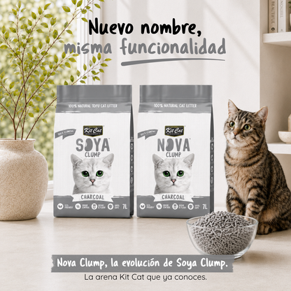 Kit de areia para gatos Eco SoyaClump - Carvão vegetal 7 L