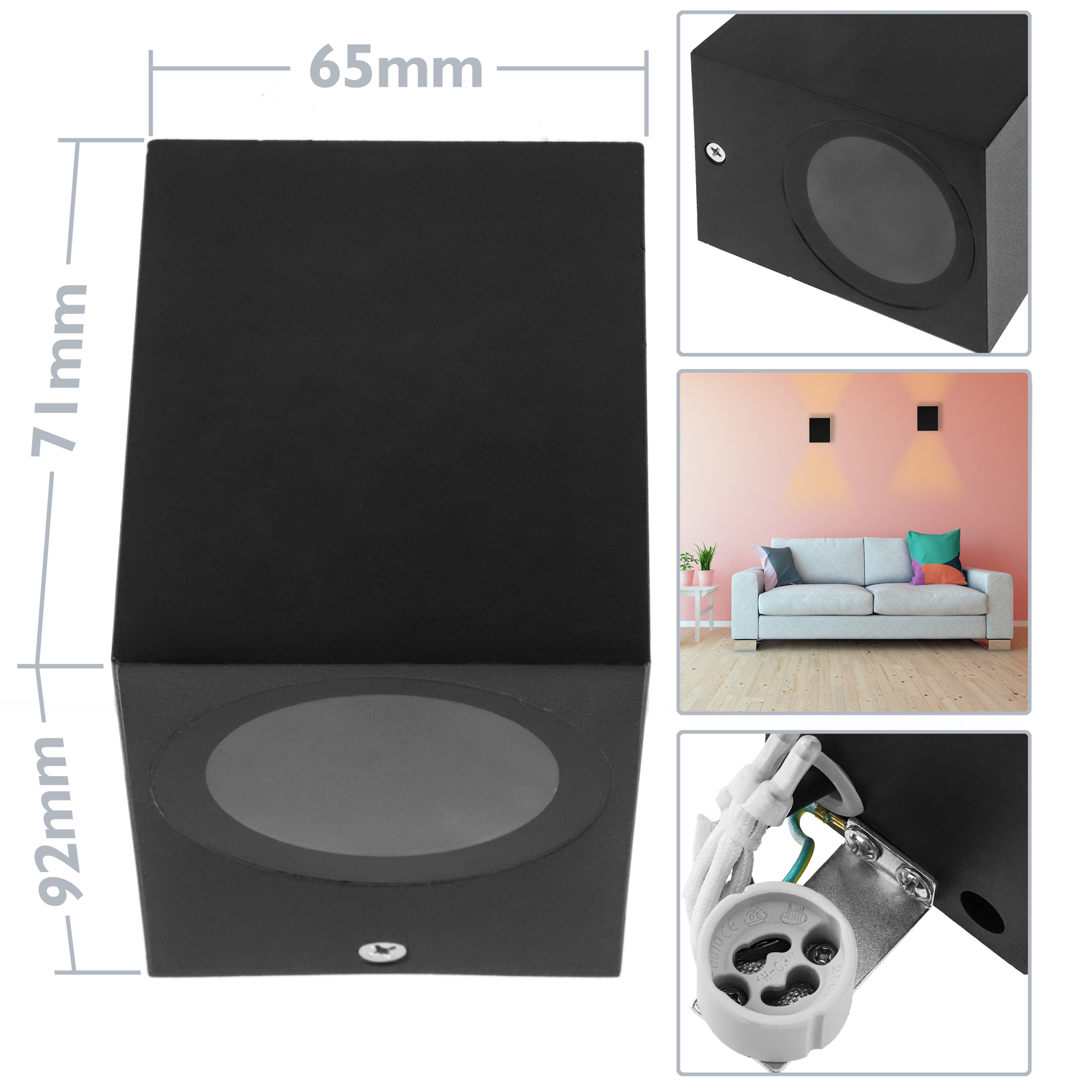 Aplique Led Cuadrado Ip54 1x35w Gu10 220v De Pared_1