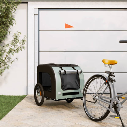 Remolque De Bicicleta Mascotas Hierro Tela Oxford Gris Negro_1