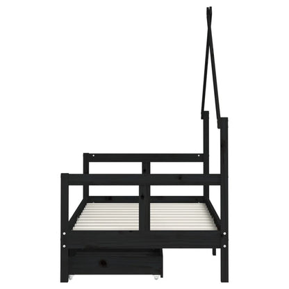 Vidaxl Estructura Cama Infantil Y Cajones Madera Pino Negro 80x160 Cm_5