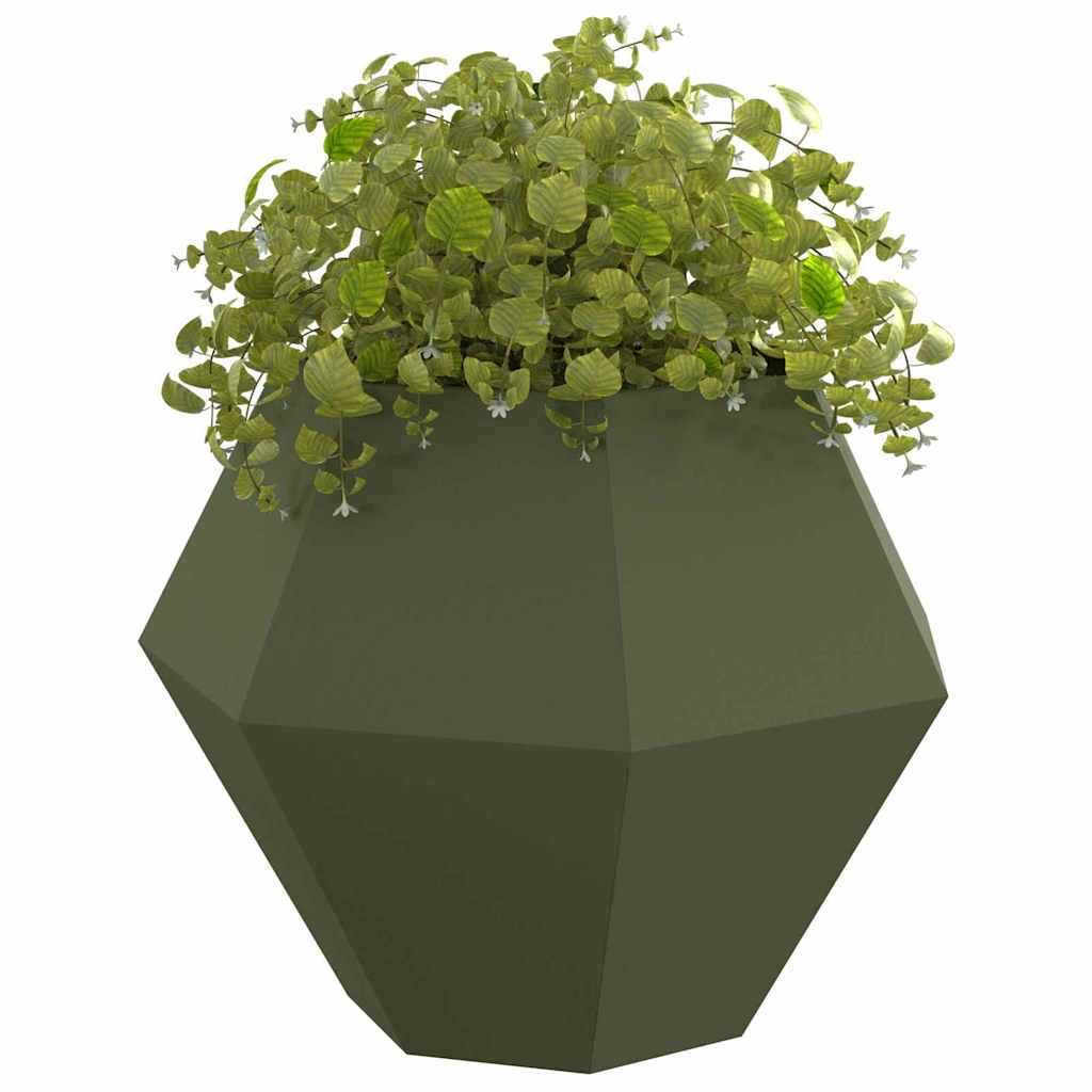 Jardinera 2 Uds. Verde Oliva 100 X 100 X 80 Cm Acero_2