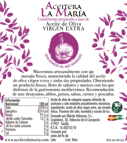 Aceite De Oliva Virgen Extra Macerado Al Ajo Morado 100 Ml Cristal_1