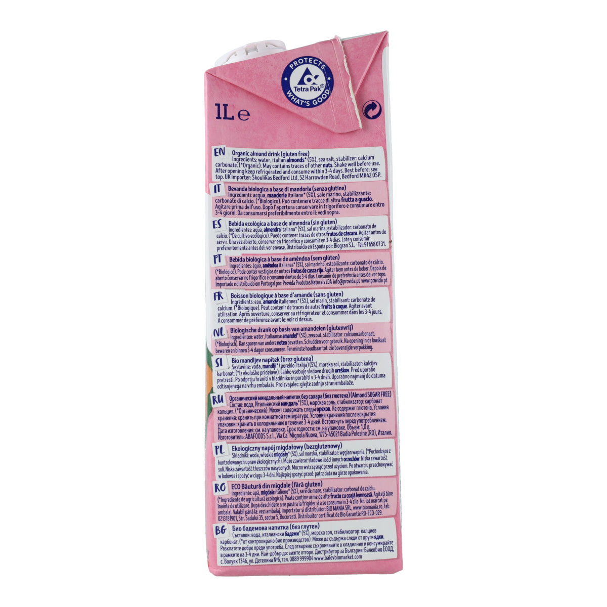 Pack 6x Bebida de Almendras Sin Azúcar Bio Isola Bio 1 L
