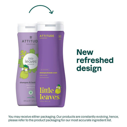 Sabonete líquido e champô infantil Little Leaves Vanilla and Pear, Attitude, 473 ml