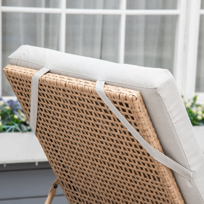 Outsunny Tumbona Ratán Jardín Con Respaldo Ajustable Cojín 2 Ruedas 200x65x31 Cm_4