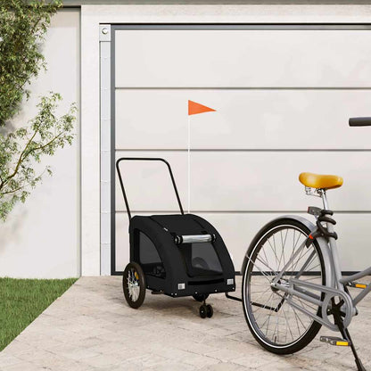 Remolque De Bicicleta Mascotas Hierro Tela Oxford Negro_1