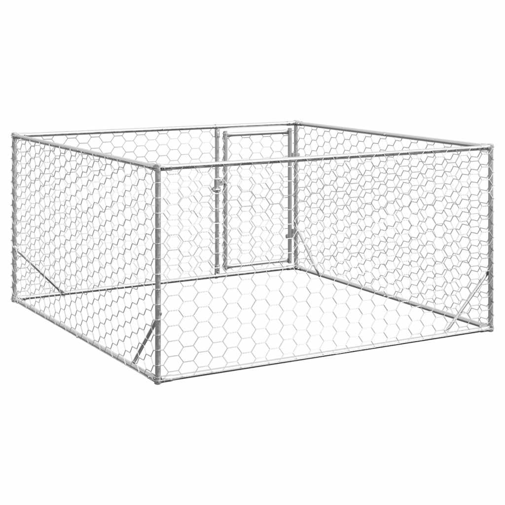 Caseta Para Perros De Exterior Con Puerta 2x2x1 M De Acero Galvanizado_4
