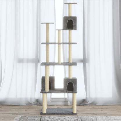Rascador Para Gatos Con Postes De Sisal Gris Claro 188 Cm_1
