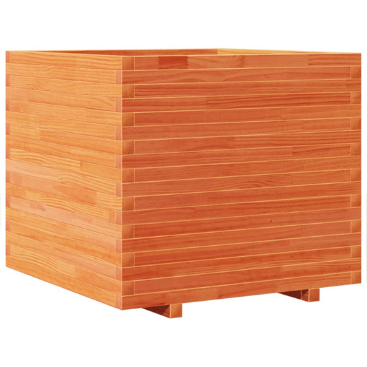 Jardinera Madera Maciza De Pino Marrón Cera 80x80x72 Cm_0