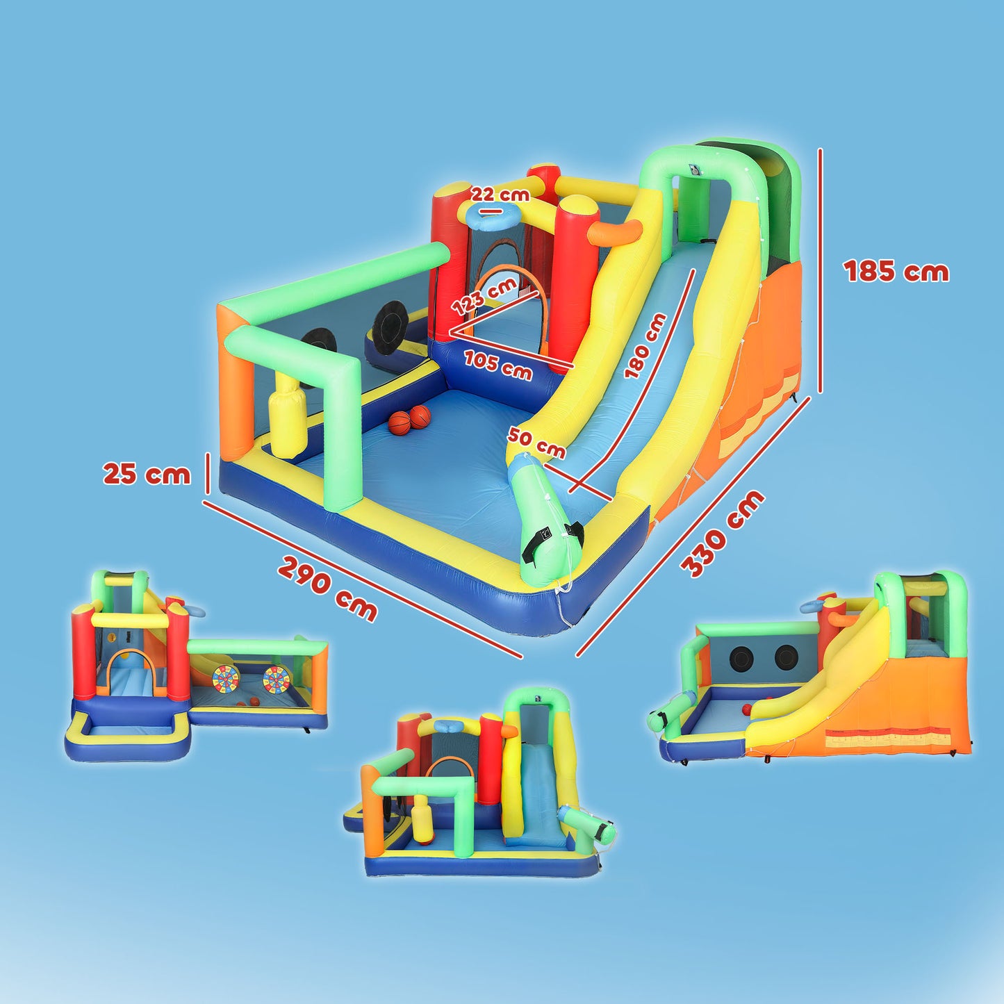 Aiyaplay Castillo Hinchable Acuático Con Soplador 550w 9 En 1 Tobogán Escalada_2