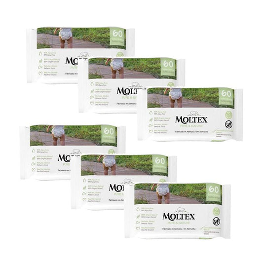Pack de 6 toalhetes Moltex Pure &amp; Nature 60 unidades