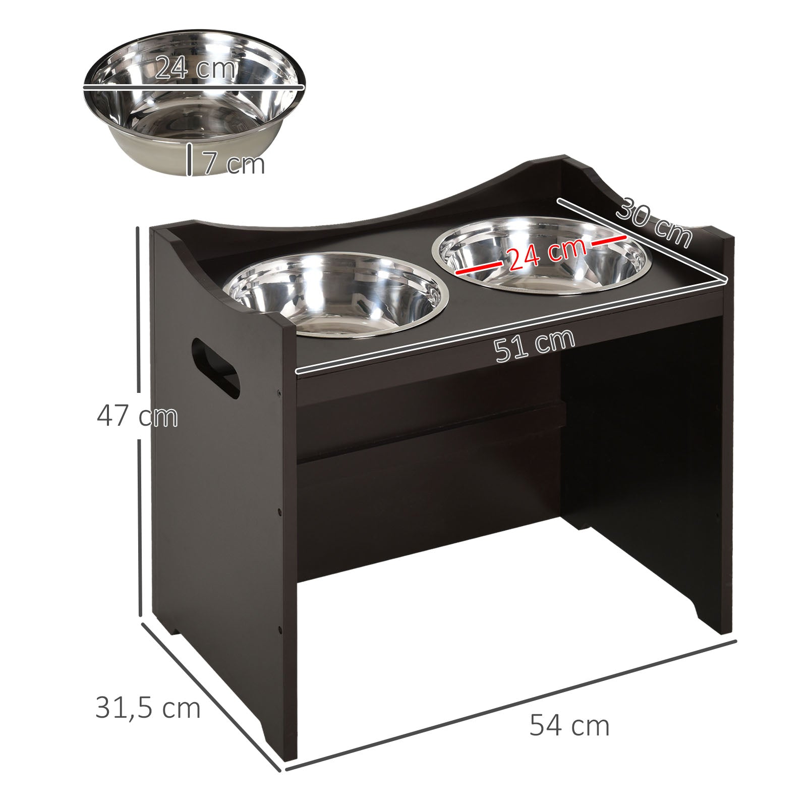 Pawhut Comedero Para Perros Elevado Con 2 Tazones De Acero Inoxidable Café_2