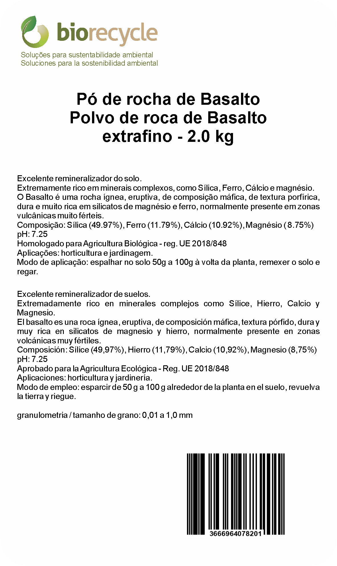 Polvo de roca de Basalto extrafino - 2.0Kg_1