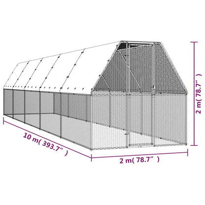Vidaxl Jaula Gallinero De Acero Galvanizado 2x10x2 M_2