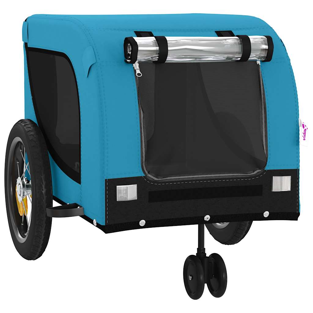 Remolque De Bicicleta Mascotas Hierro Tela Oxford Azul Negro_3