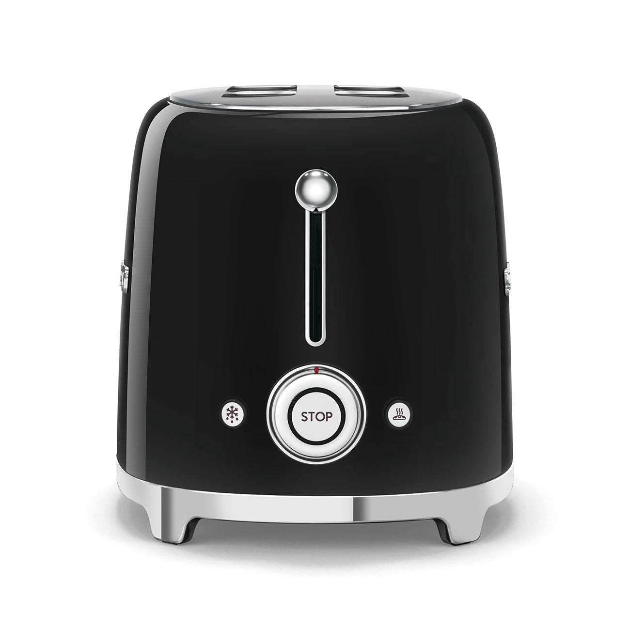 Torradeira SMEG com 2 compartimentos, estilo anos 50, preta