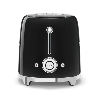 Torradeira SMEG com 2 compartimentos, estilo anos 50, preta