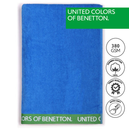 Set 2 Toalla De Playa 90x160cm 380gsm Velour 100%algodon Azul Casa Benetton_1