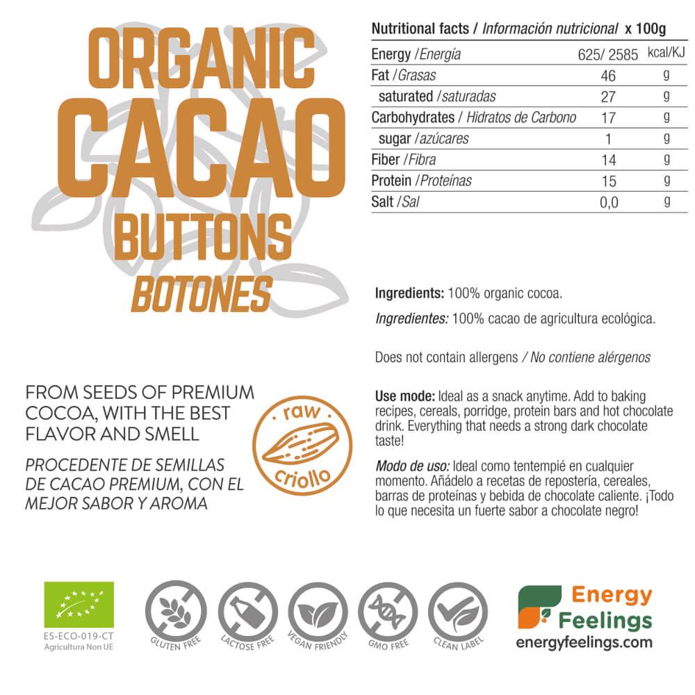 BOTÕES DE CACAU BIOLÓGICO: (500 g) Embalagem XL