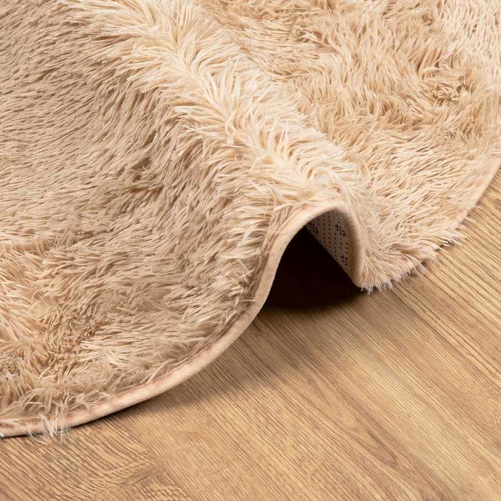 Vidaxl Alfombra Peluda De Pelo Largo Navarra Beige 160x160cm Poliéster_4
