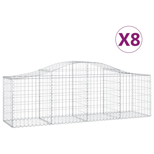 Cestas De Gaviones 8 Uds Forma De Arco Hierro 200x50x60/80 Cm_0