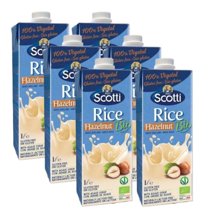 Pack de 6 bebidas biológicas Scotti de arroz e avelã 1 L
