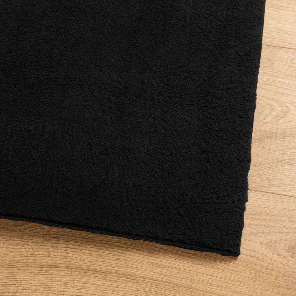 Alfombra De Pelo Corto Suave Lavable Huarte Negro 200x280 Cm / Vetonek_3