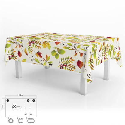 Mantel Hule Rectangular Hojas Otoño Impermeable Antimanchas Pvc 140x250 Cm.  Recortable Uso Interior Y Exterior_0