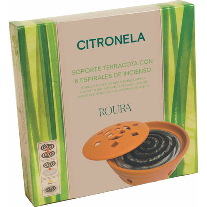 Mosquiteiro Citronela com suporte em terracota 6 unidades Roura