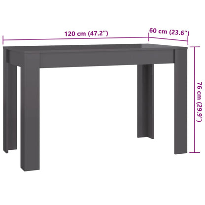 Mesa De Comedor Madera De Ingeniería Gris Brillo 120x60x76 Cm_4
