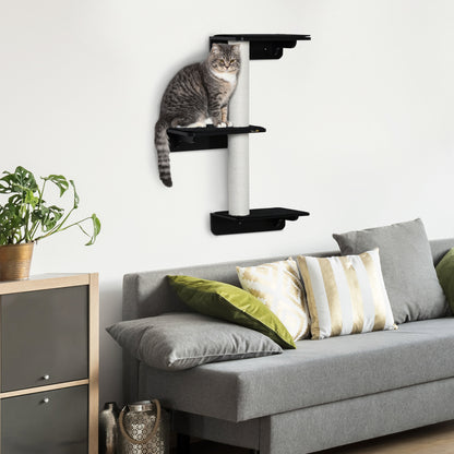 Pawhut Árbol Para Gatos De Pared Con 3 Plataformas Cojín Extraíble 63x28x93,5 Cm_1