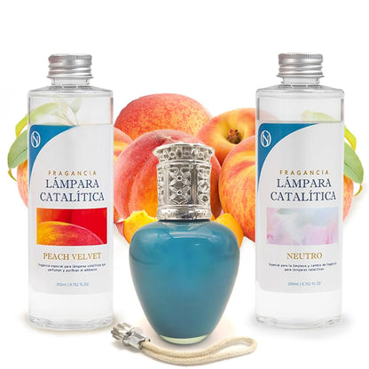 Pack Ahorro Lámpara Catalítica Aqua Marina + Fragancia Peach Velvet 200ml + Limpiador Neutro 200ml + Mecha De Repuesto_0