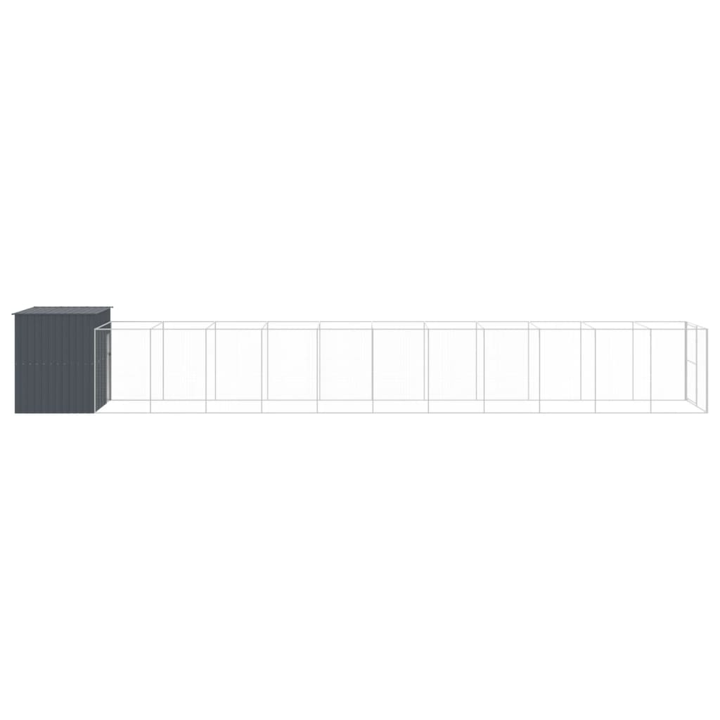 Caseta Perros Con Corral Acero Galvanizado Gris 214x1273x181 Cm_3