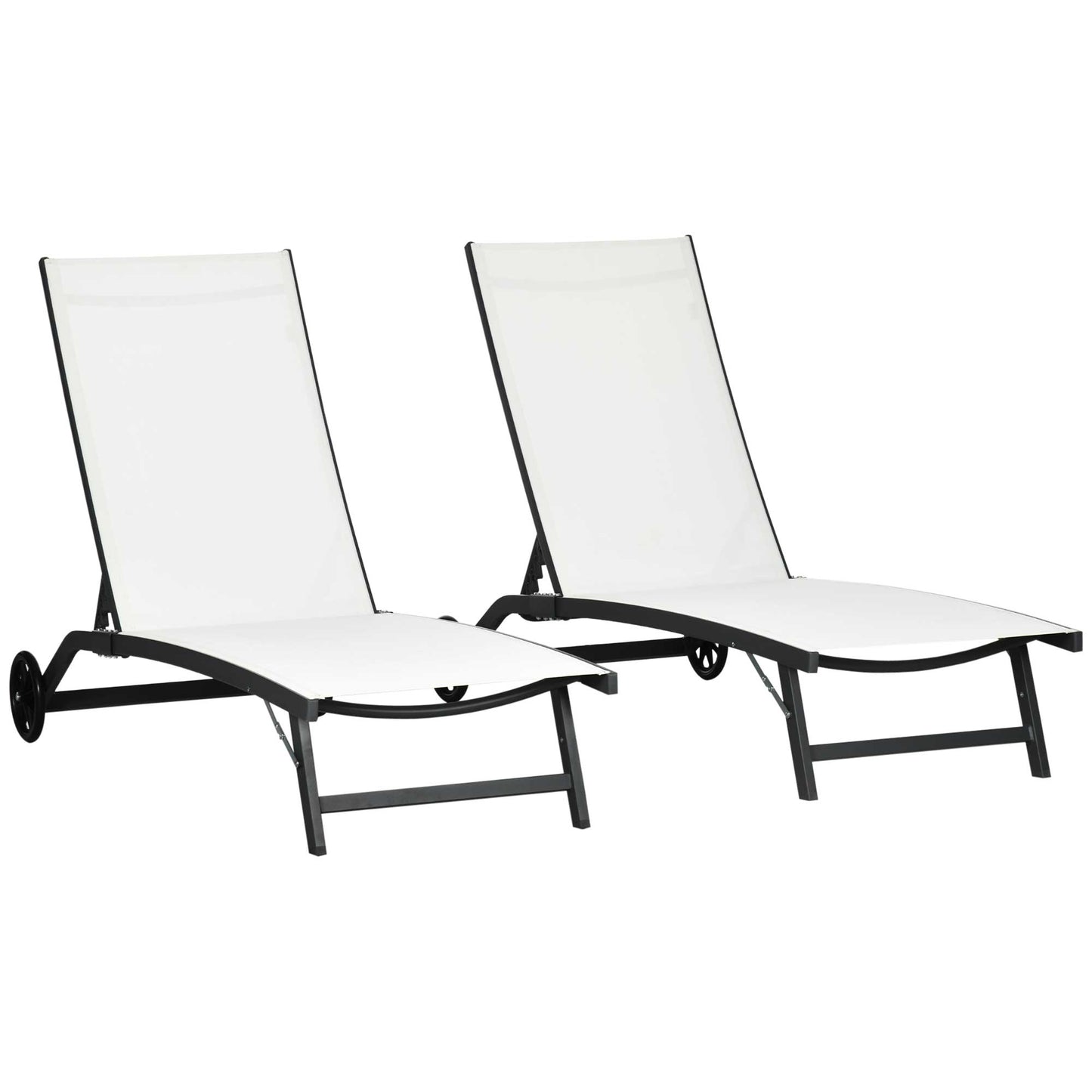 Outsunny Juego De 2 Tumbonas Reclinables De Jardín 165x66x102 Cm Blanco Mate_0