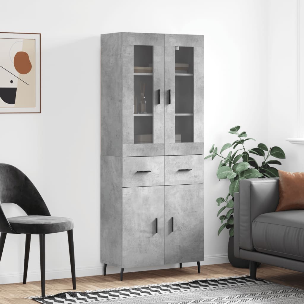 Aparador Alto Madera Contrachapada Gris Hormigón 69,5x34x180 Cm_0