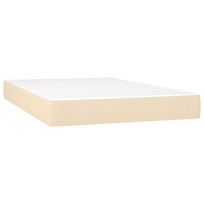 Cama Box Spring Con Colchón Y Led Tela Crema 120x200 Cm / Vetonek_4