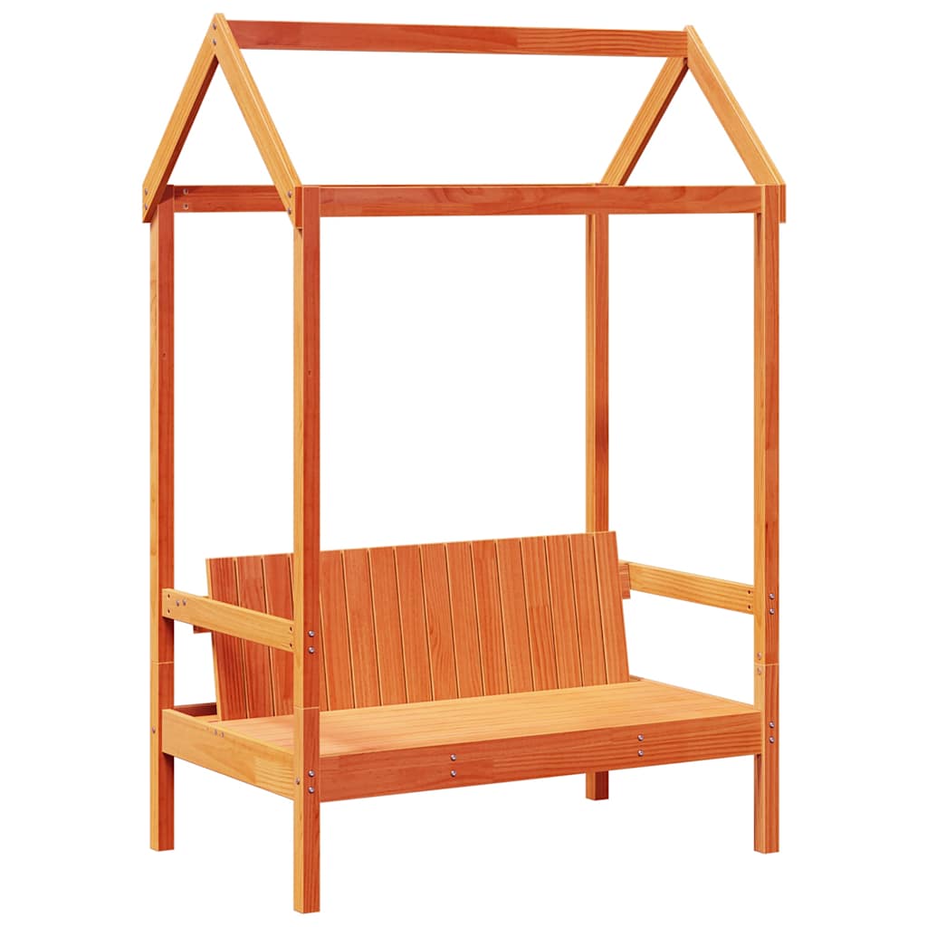 Sofá Cama Con Techo Madera Maciza Pino Marrón Cera 80x200 Cm_5