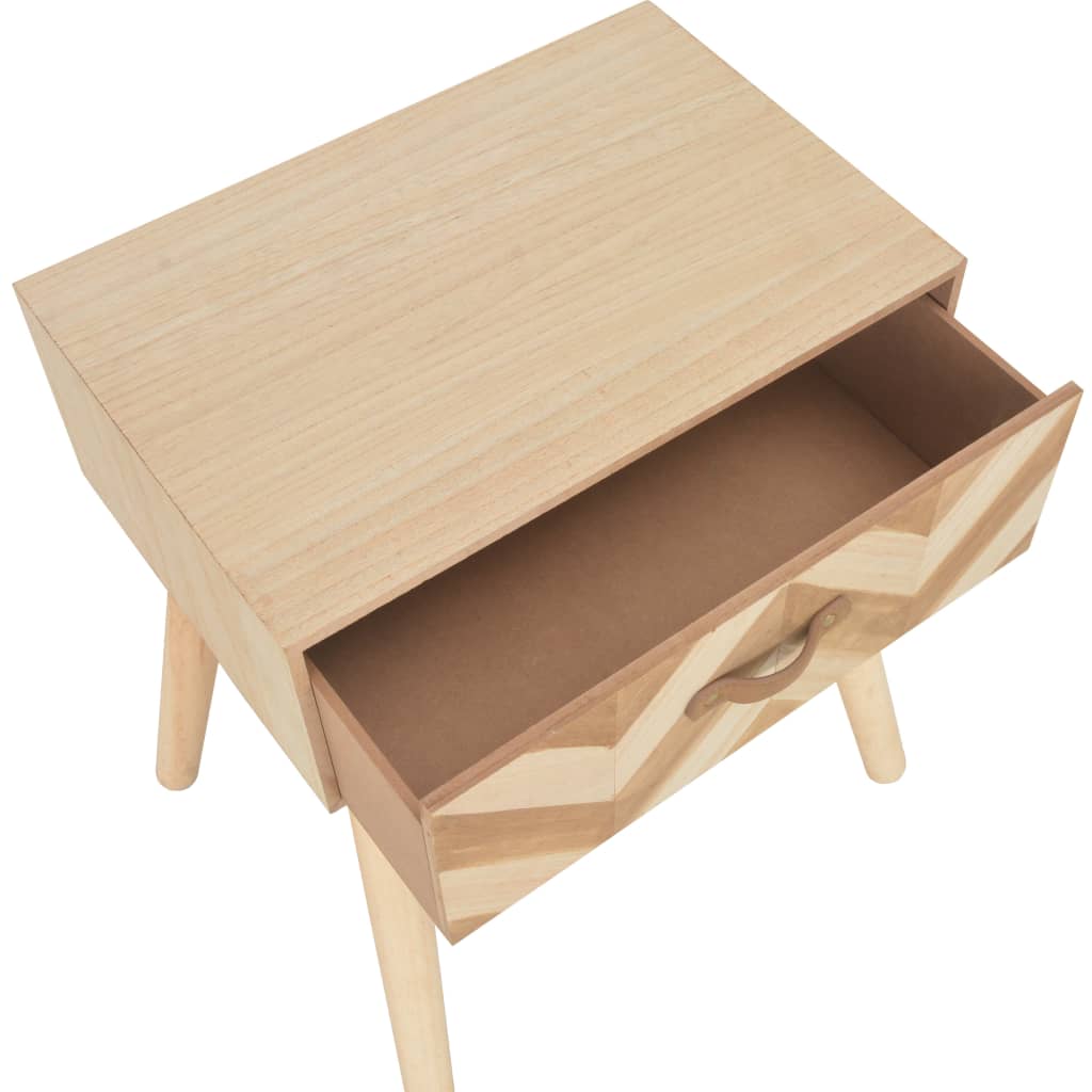 Mesita De Noche Con Cajón De Madera Maciza 44x30x58 Cm_3