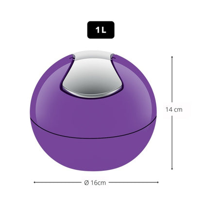 Spirella Colección Bowl, Papelera Ø16 X 14 Cm (1 Litro), Poliestirol, Morado_1