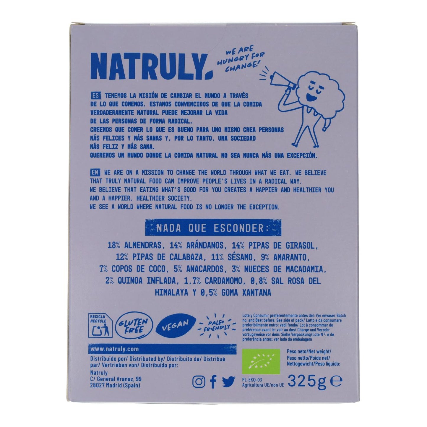 Granola Natruly Biológica de Mirtilo e Cardamomo 325g 