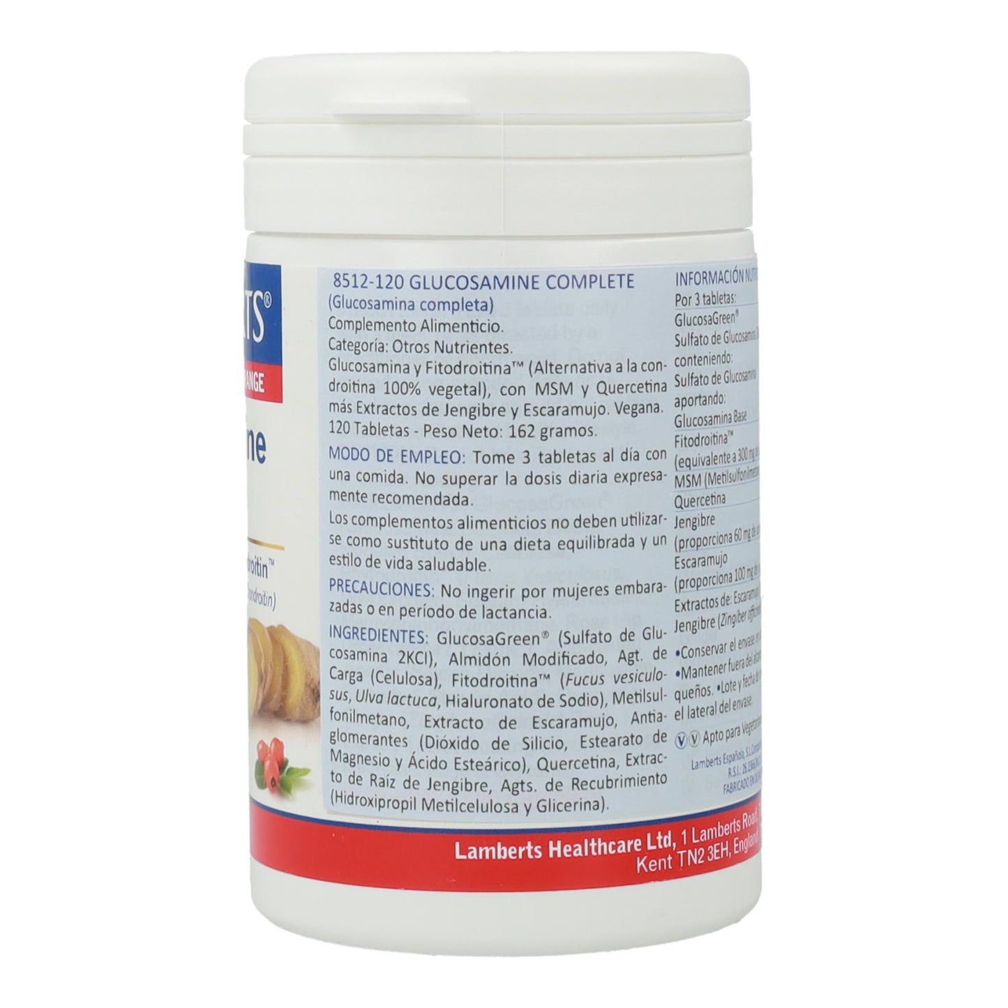 Glucosamina, Condroitina, MSM, Gengibre Lamberts, 120 comprimidos