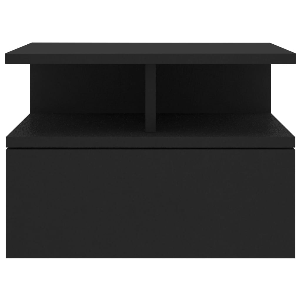 Mesita De Noche Flotante Madera De Ingeniería Negra 40x31x27 Cm_2