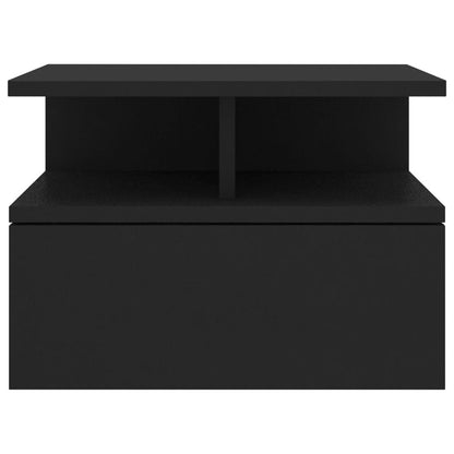 Mesita De Noche Flotante Madera De Ingeniería Negra 40x31x27 Cm_2