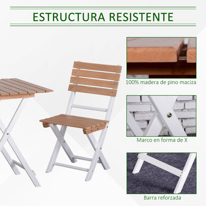 Outsunny Conjunto De Terraza Plegable 3 Piezas Mesa 2 Sillas Para Jardín Balcón_5