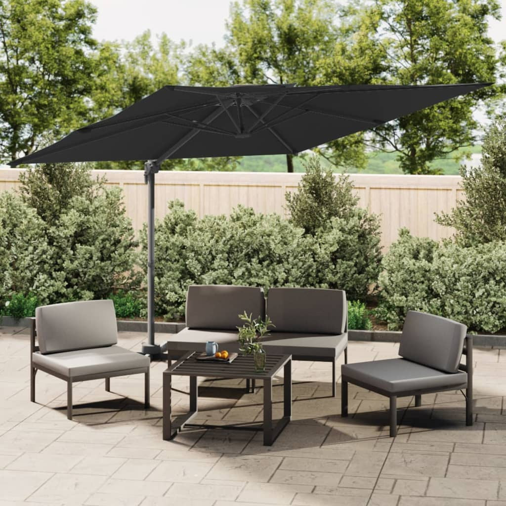 Vidaxl Sombrilla Colgante De Doble Techo Negro 400x300 Cm_1